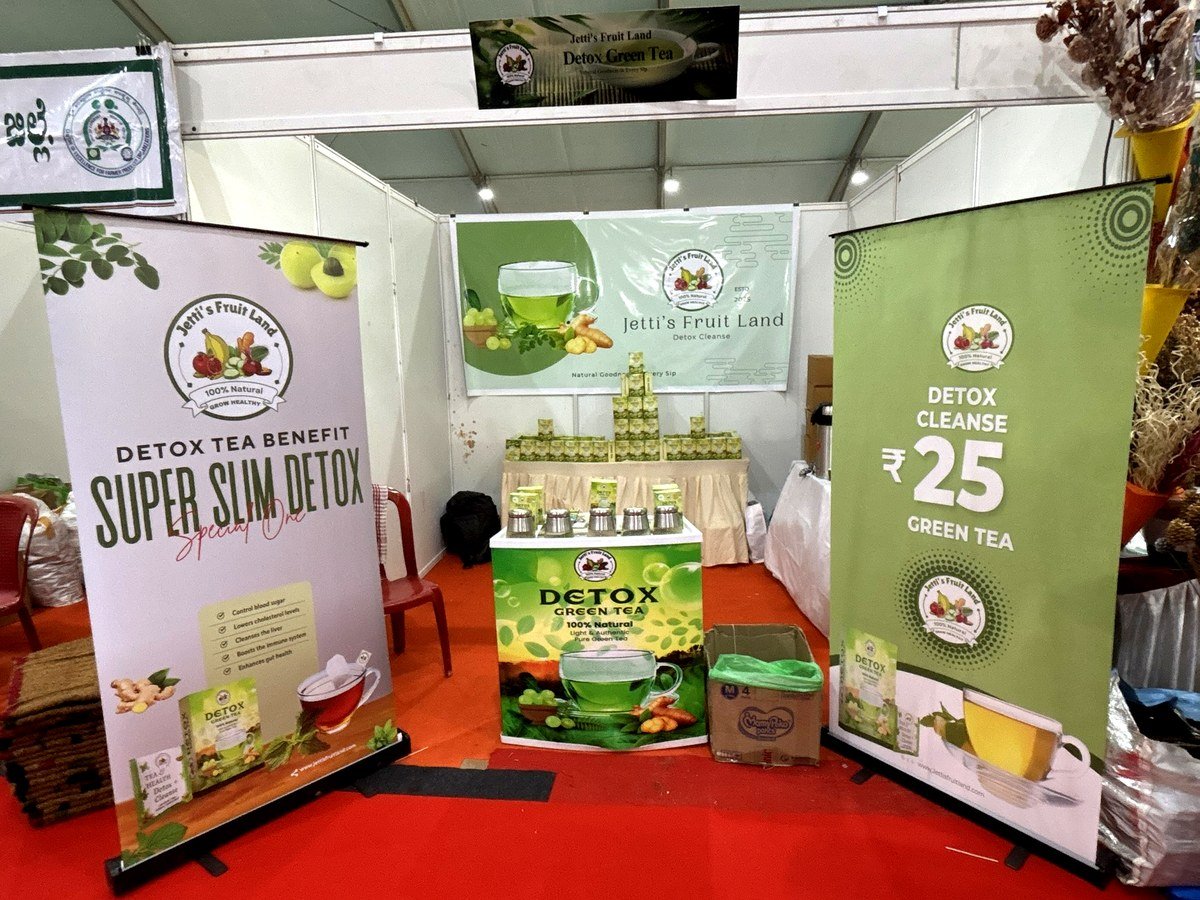 Jetti's Fruit Land full stall display at Krishimela 2025